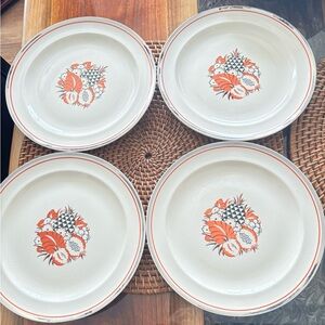 Vintage American chinaware low bowls (4) 7 1/2 x 1